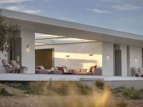 The elegant and restful sitting area with its retractable roof.