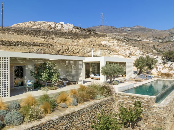One of the sleeping wings with the pool and the communal hub behind.