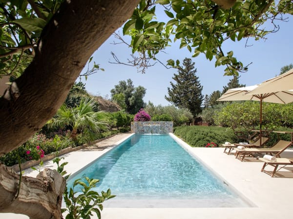 The elegantly slender pool stretching out before you.
