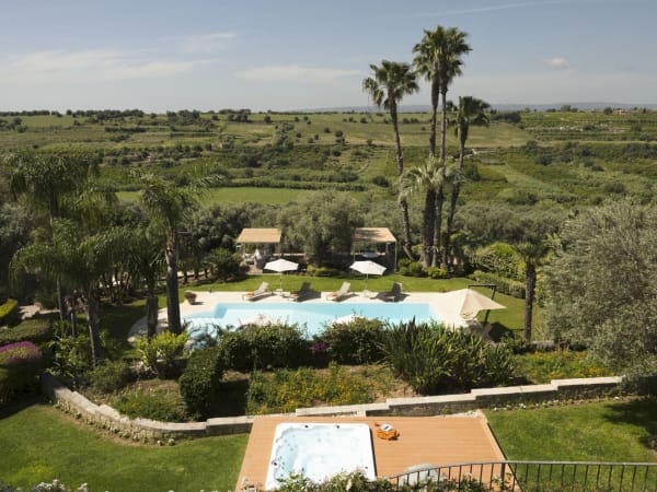 The pool and views of the surrounding countryside